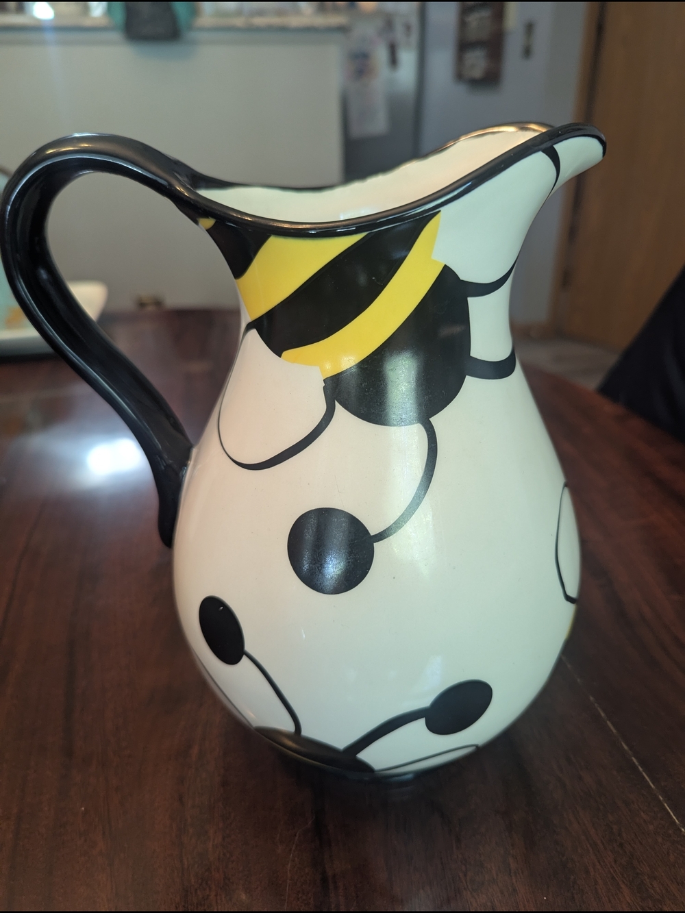White Ceramic Blue Sky Bumblebee Pitcher 2010